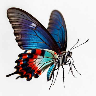 Colorful Blue Swallowtail Butterfly Wings Spread