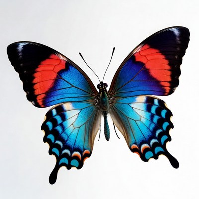 Colorful Blue and Red Butterfly Wings