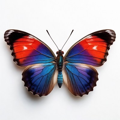 Colorful Morpho Butterfly on White Background