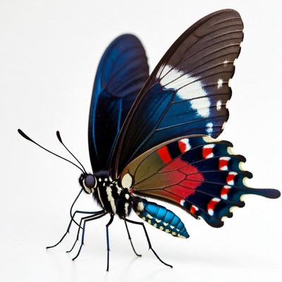 Colorful Blue Swallowtail Butterfly Wings Spread