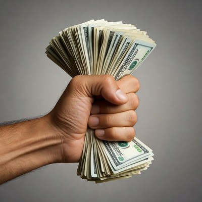 Hand holding stack of cash