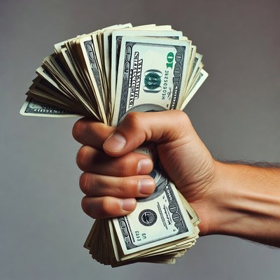 Hand holding stack of cash