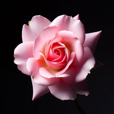 Pink Rose on Black Background
