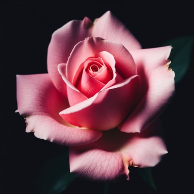 Pink Rose on Black Background