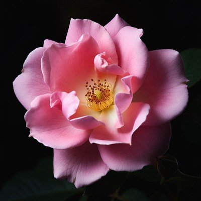 Pink Rose with Yellow Center