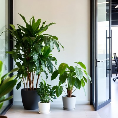 Indoor Potted Plants Near Office Door