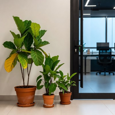 Ficus Plants by Office Door