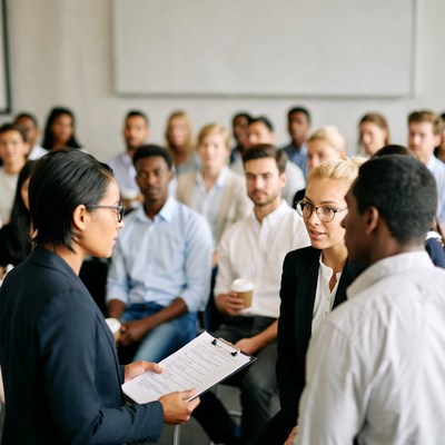 Diverse group in business meeting