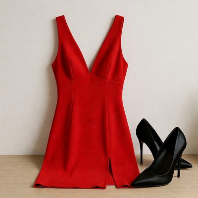 Red Dress with Black Heels