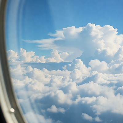 Airplane Window Clouds View