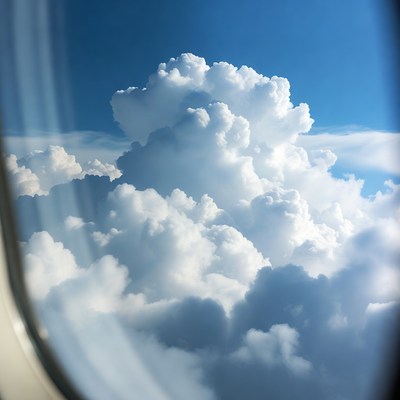 Airplane Window Clouds View