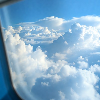 Airplane Window Clouds View