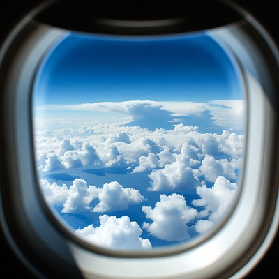 Airplane Window View of Clouds