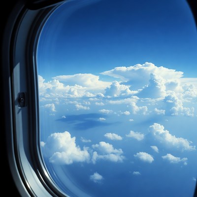 Airplane Window View of Clouds
