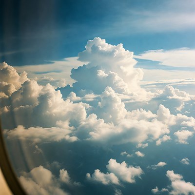 Airplane Window Clouds View