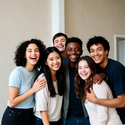 Diverse group of young adults laughing together