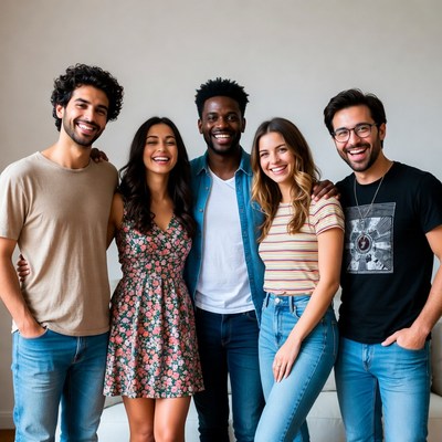 Diverse group of friends smiling together