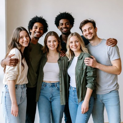 Diverse group smiling together