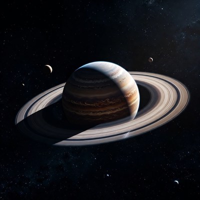 Saturn and Jupiter in space