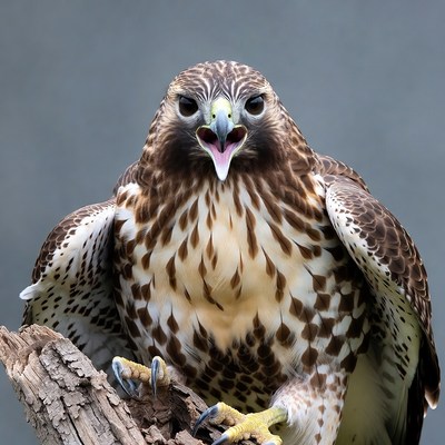 Red-tailed Hawk Calling on Branch