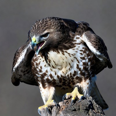 Red-tailed Hawk Calling on Perch