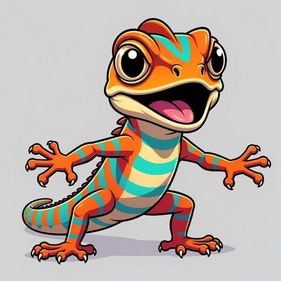 Cute orange baby gecko illustration