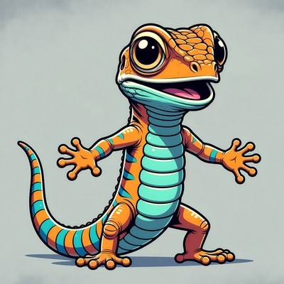 Cute orange gecko illustration