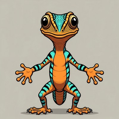 Cute turquoise gecko illustration
