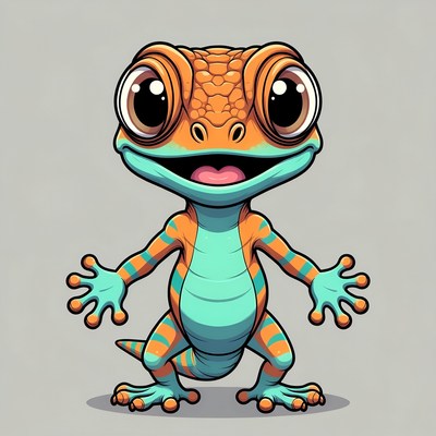 Cute orange gecko illustration