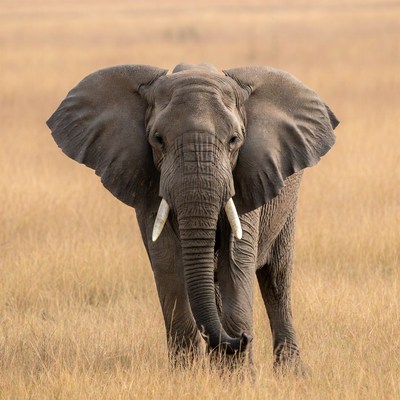 Elephant walking in savanna grass