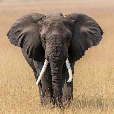 African elephant in savanna grass