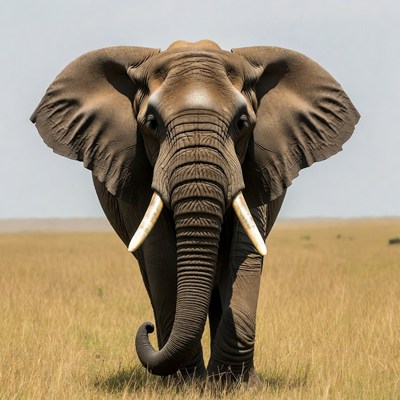 Elephant walking in savanna grass