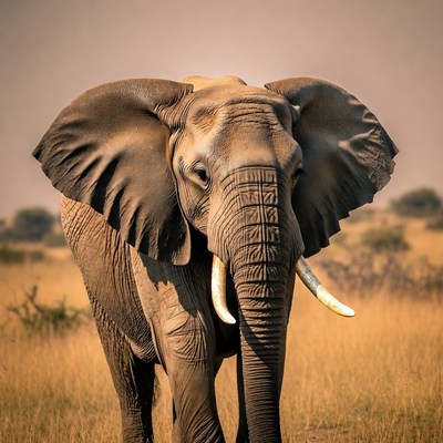 African elephant in savanna grass