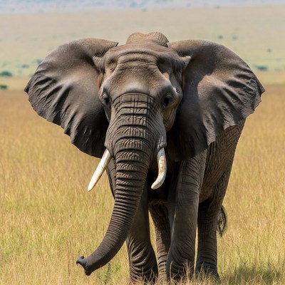 African elephant in savanna grassland