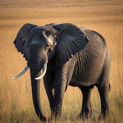 Elephant standing in savanna grass