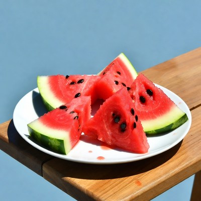 Watermelon slices on white plate