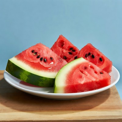 Sliced Watermelon on White Plate