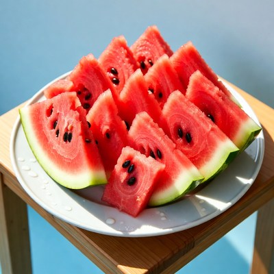 Watermelon Slices on White Plate