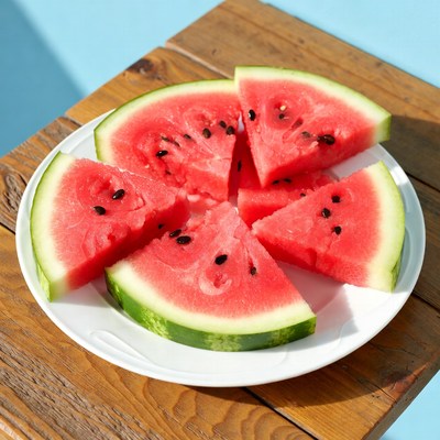 Sliced Watermelon on White Plate
