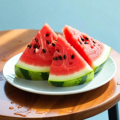 Fresh watermelon slices on plate