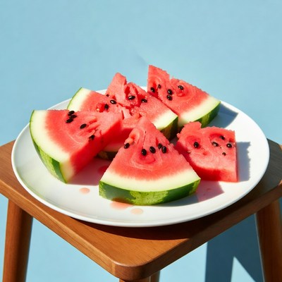Sliced Watermelon on White Plate