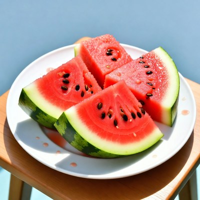 Fresh watermelon slices on plate
