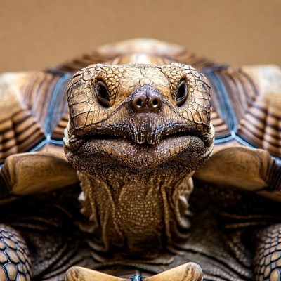 Close-up of sulcata tortoise face