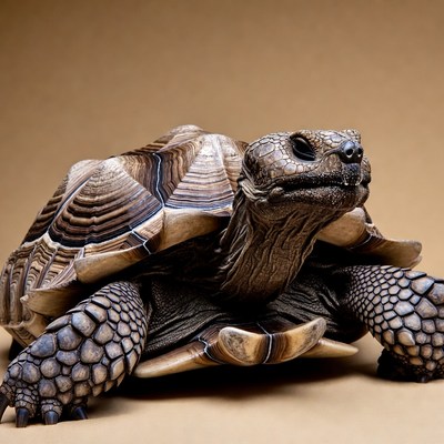 Radiated Tortoise on Brown Background