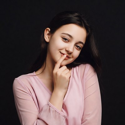 Young girl finger on lips smiling