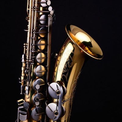 Shiny Golden Saxophone on Black Background