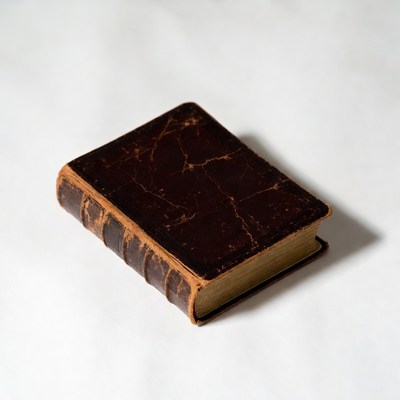 Vintage Leather Book on White Background
