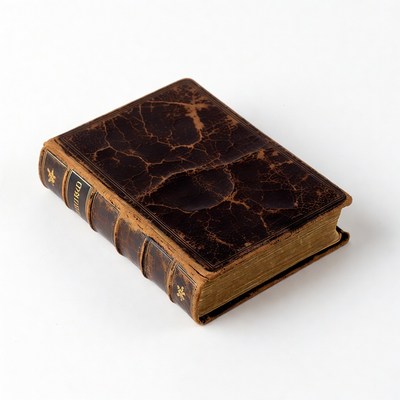 Vintage Leather Book on White Background