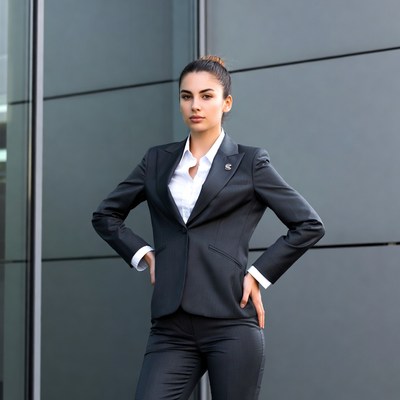 Businesswoman in suit standing confidently