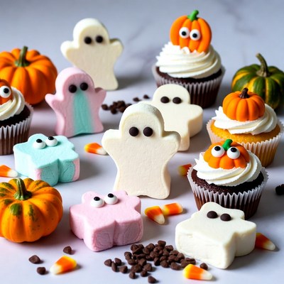 Halloween Ghost Marshmallow Bath Bombs Cupcakes